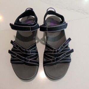 Teva Tirra Strappy Watersport Sandals Black Grey Purple 4266 Women's Size 8